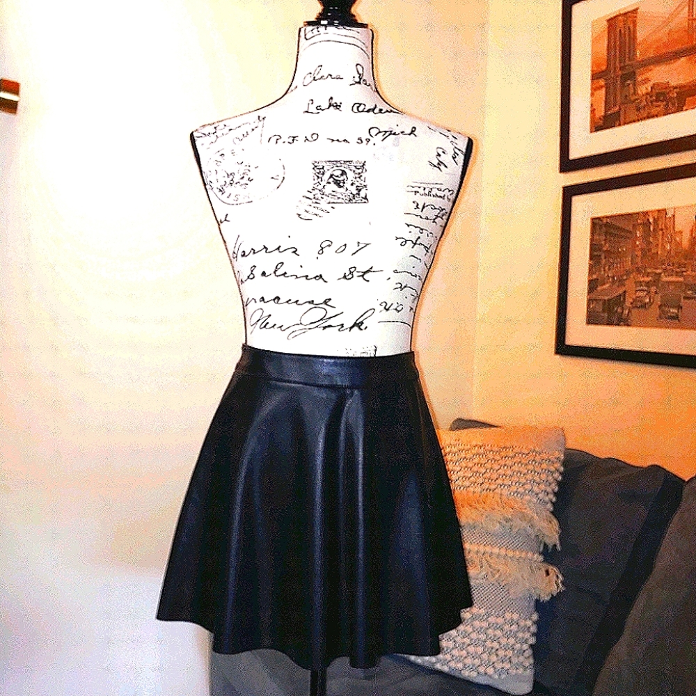 Black Faux Leather Skirt